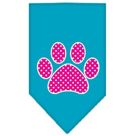 UNCONDITIONAL LOVE Pink Swiss Dot Paw Screen Print Bandana Turquoise Large UN786076